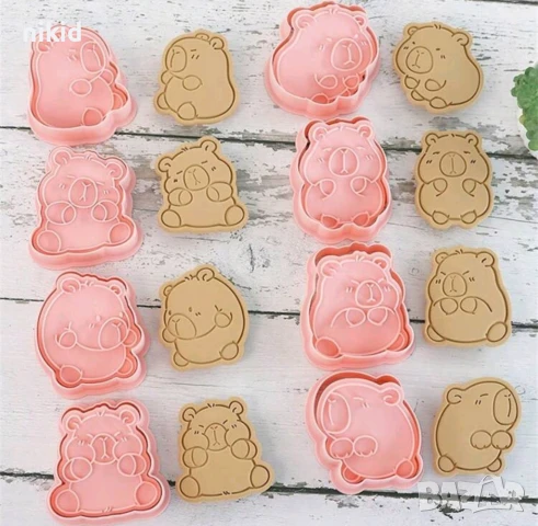 8 бр Капибара Capybara пластмасови разглобяеми резци форми фондан тесто бисквитки, снимка 4 - Форми - 50536617