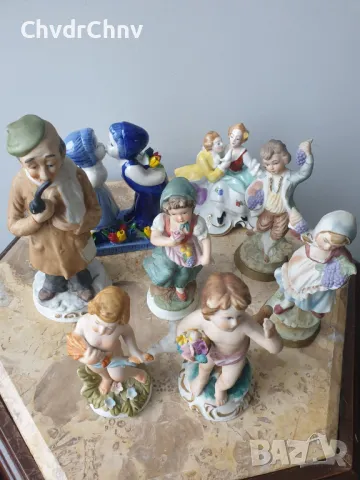 8бр малки порцеланови фигури/деца-влюбени-дядо/Каподимонте статуетки 11-18см