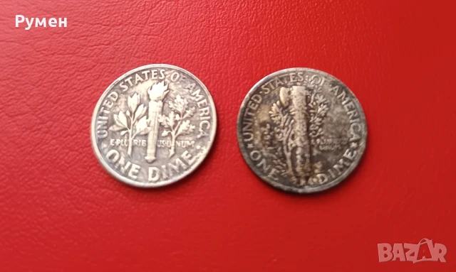 One Dime 1944-1962г-USA.Сребро!, снимка 3 - Нумизматика и бонистика - 42077869