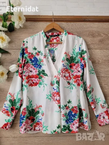 Блуза Zara цветя , снимка 10 - Блузи с дълъг ръкав и пуловери - 49908497