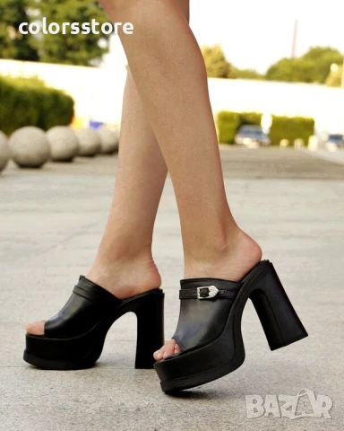 Чехли на ток - черна кожа - LKR50

, снимка 2 - Чехли - 50750768