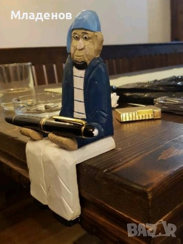 Дървено човече поставка за писалка или пура ., снимка 2 - Антикварни и старинни предмети - 52856299