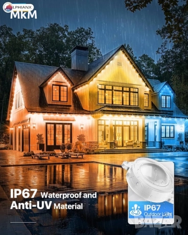 Интелигентни външни светлини LPHIANX, 30 м, 80 LED, RGB смарт, снимка 8 - Лед осветление - 52368506