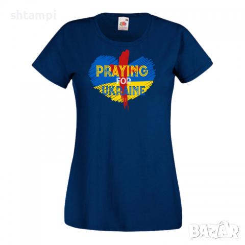 Дамска тениска PRAYING FOR UKRAINE,подкрепям Укркайна, против Войната, снимка 4 - Тениски - 36114467