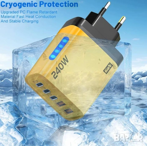 240W 2хUSB3.0QC USB Type-C 3xPD Петорно Универсално Зарядно за Смартфон Quick Charge 3.0 LED Light, снимка 9 - Друга електроника - 53519142