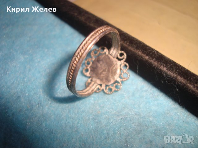 ВЪЗРОЖДЕНСКИ СРЕБЪРЕН ТЮРКОАЗЕН ФИЛИГРАНЕН ПРЪСТЕН САЧАН СРЕБРО КУЮМДЖИЙСКА РЪЧНА ИЗРАБОТКА 25118, снимка 5 - Антикварни и старинни предмети - 35825623
