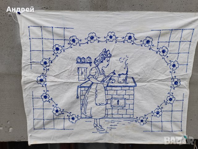 Старинен бродиран ковьор,покривка за стена #210, снимка 2 - Антикварни и старинни предмети - 40681601