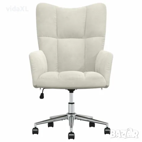 vidaXL Релакс стол, кремаво-бял, кадифе, снимка 3 - Столове - 56146895