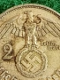 Сребърна монета 2 райхсмарки 1939г. Германия Трети Райх с Свастика за КОЛЕКЦИОНЕРИ 51810, снимка 3