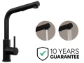 Черен смесител за кухня с изтегляща глава, 2 режима на струя - 3010, снимка 2