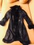 Bebe Дамско черно палто - заешка кожа