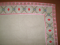 Стара ръчно бродирана ленена покривка каре бродерия копринени и памучни конци, снимка 4