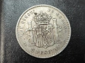 СРЕБРО Испания 5 песети 1891, снимка 2