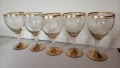 Страхотни чаши за вино или контцентрат, позлата, ръчна гравюра, столче, 5 бр, снимка 3