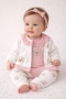 Бебешки комплект за момиче 3 части с мече – боди, панталон и жилетка | памук, снимка 1