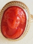Дамски златен пръстен 14к с инкрустирана коралова камея, снимка 14