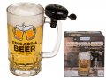 Стъклена халба за бира със звънец, снимка 1 - Чаши - 24552502