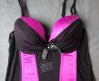 75B Mister*Lady цикламен сатенен корсет с черен тюл, снимка 3