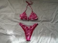 Нов комплект розов дамски бански от две части с принт сърчица р-р XS, S, M, L , снимка 2