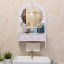 Огледало за грим с шкаф и чекмеджета – Стенно огледало против замъгляване с място за съхранение, снимка 4