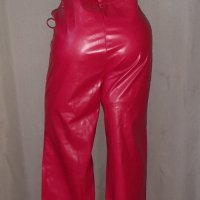 М/L Червен кожен панталон с капси , снимка 8 - Панталони - 41671962