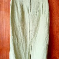 Права ленена пола с подплата в бледозелен цвят , снимка 2 - Поли - 41841634