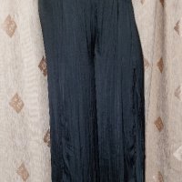 Bershka M Черен широк панталон с цепка до талията, снимка 1 - Панталони - 42265726
