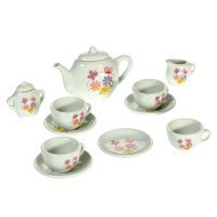 Порцеланов сервиз за чай, специално за момичета, чаша с чинийка, захарница, чайник, бял, розов, 13 а, снимка 1 - Други - 41665124