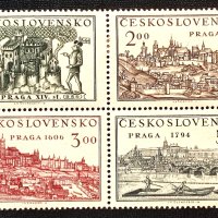Чехословакия, 1950 г. - пълна серия чисти марки, каре, 3*16, снимка 1 - Филателия - 39810679