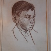 Владимир Димитров- Майстора стара  рисунка портрет на момче с молив , снимка 5 - Антикварни и старинни предмети - 36273506
