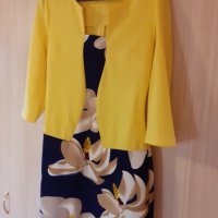 Прекрасна рокля с пришито жълто сако , снимка 3 - Рокли - 41615262