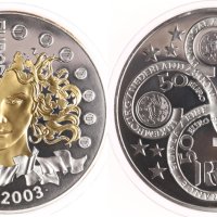 50 евро Френска Позлатена Сребърна монета 2003 1кг , снимка 3 - Нумизматика и бонистика - 40792796