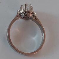 Дамски златен 18 к. пръстен с диамант стар шлайф 6 мм. диаметър, снимка 6 - Пръстени - 41553933