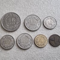 Монети. Швейцария. 2 ,1 , 1/2  франка  и 1 , 5 , 10, 20  рапена. 7 бройки. , снимка 2 - Нумизматика и бонистика - 36789136