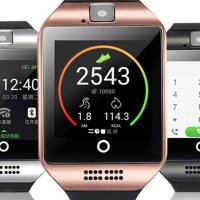 Смарт часовник СИМ слот Q18 , Bluetooth – Smart Watch Q18, Разговори, Facebook, Социални Мрежи и др., снимка 1 - Дамски - 41019995