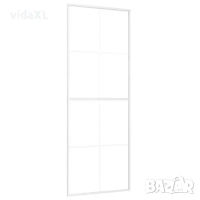 vidaXL Плъзгаща се врата, ESG стъкло и алуминий, 76x205 см, бяла（SKU:151668）, снимка 1