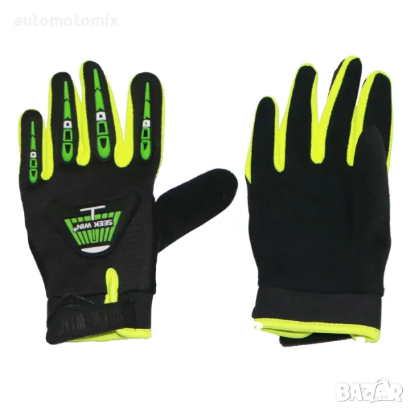 Детски ръкавици за мотор, Черен/Зелен - 721167, снимка 1