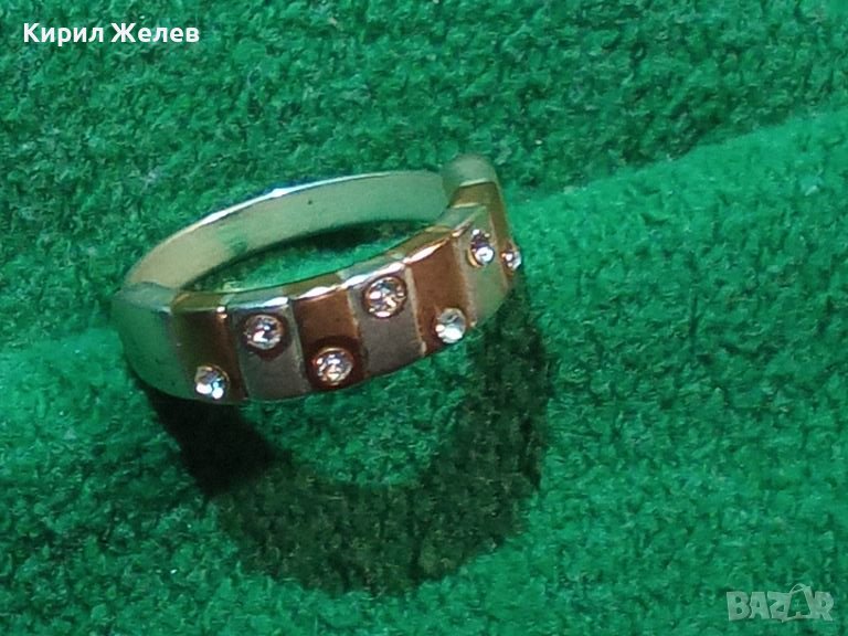 ПОЗЛАТЕН и ПОСРЕБРЕН АРТ ПРЪСТЕН с МИНИАТЮРНИ ФАСЕТИРАНИ ЦИРКОНИ 10880, снимка 1