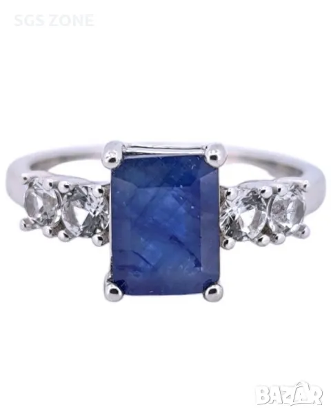 Сребърен Пръстен със Сапфир, снимка 1