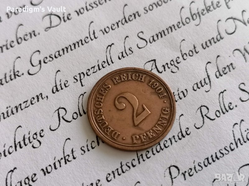Райх монета - Германия - 2 пфенига | 1904г.; серия A, снимка 1