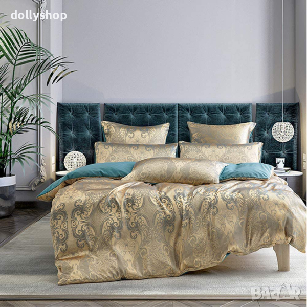 Комплект Спално Бельо от Жакард Сатен Цвят King and Queen, снимка 1