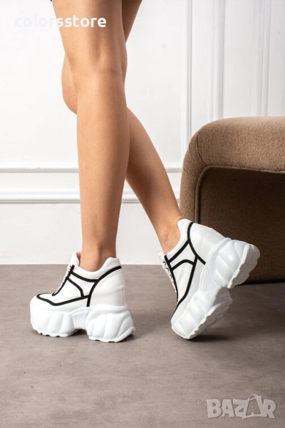 Кецове на платформа - бяло с черно - PA720 , снимка 1