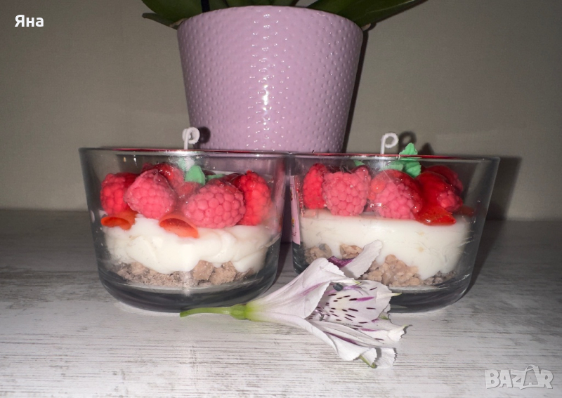 Свещ чийзкейк с малини, снимка 1