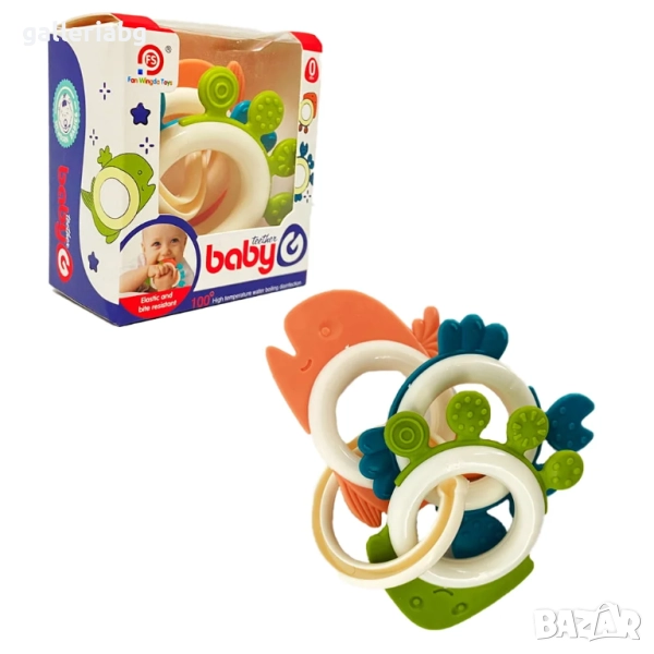 Бебешка дрънкалка / гризалка – морски животни (0м+), снимка 1