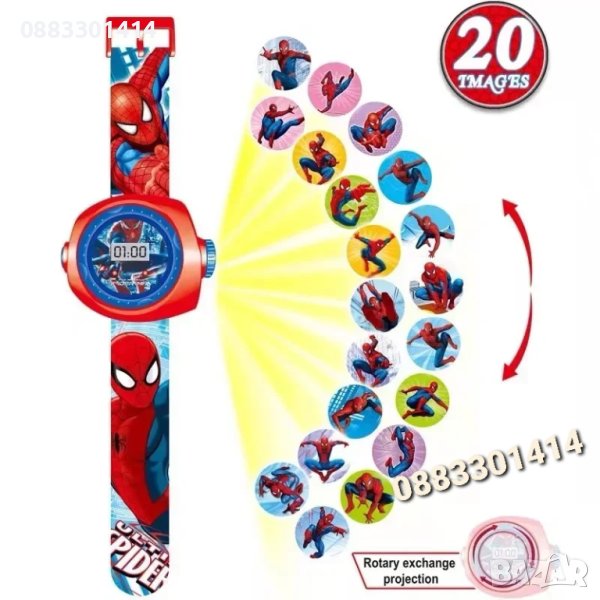 Детски часовник Проектор Спайдермен Пикачу Трансформърс Фенер , снимка 1