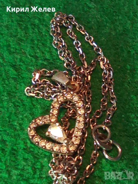 СКЪПОЦЕНЕН СРЕБЪРЕН ИТАЛИАНСКИ СЪРЦЕВИДЕН МЕДАЛЬОН със СРЕБЪРНА ВЕРИЖКА 925 СРЕБРО 28579, снимка 1