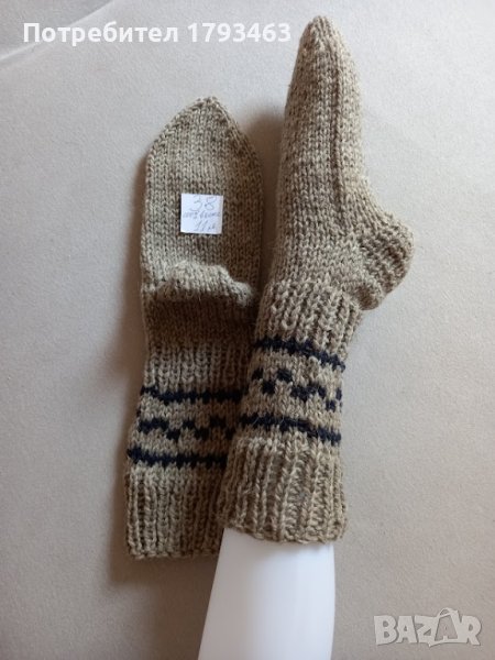 Ръчно плетени мъжки чорапи от вълна, размер 38, снимка 1