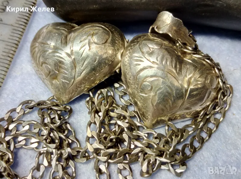 СРЕБЪРНО ЛАНЧЕ СРЕБРО 925 ITALI с РЪЧНО ГРАВИРАНО СРЕБЪРНО СЪРЧИЦЕ Рамка за СНИМКИ СРЕБРО 925 40111, снимка 1