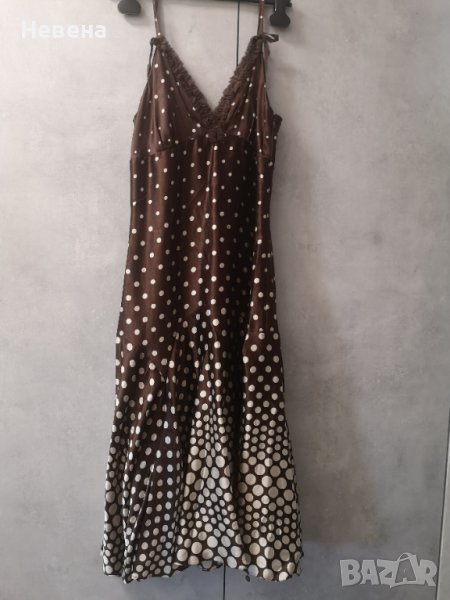 Ted Baker Рокля на точки, естествена коприна, S-M, снимка 1