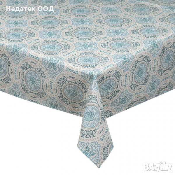 Покривка за маса Blue Frame Designs, 140х140см, бежов/син, снимка 1